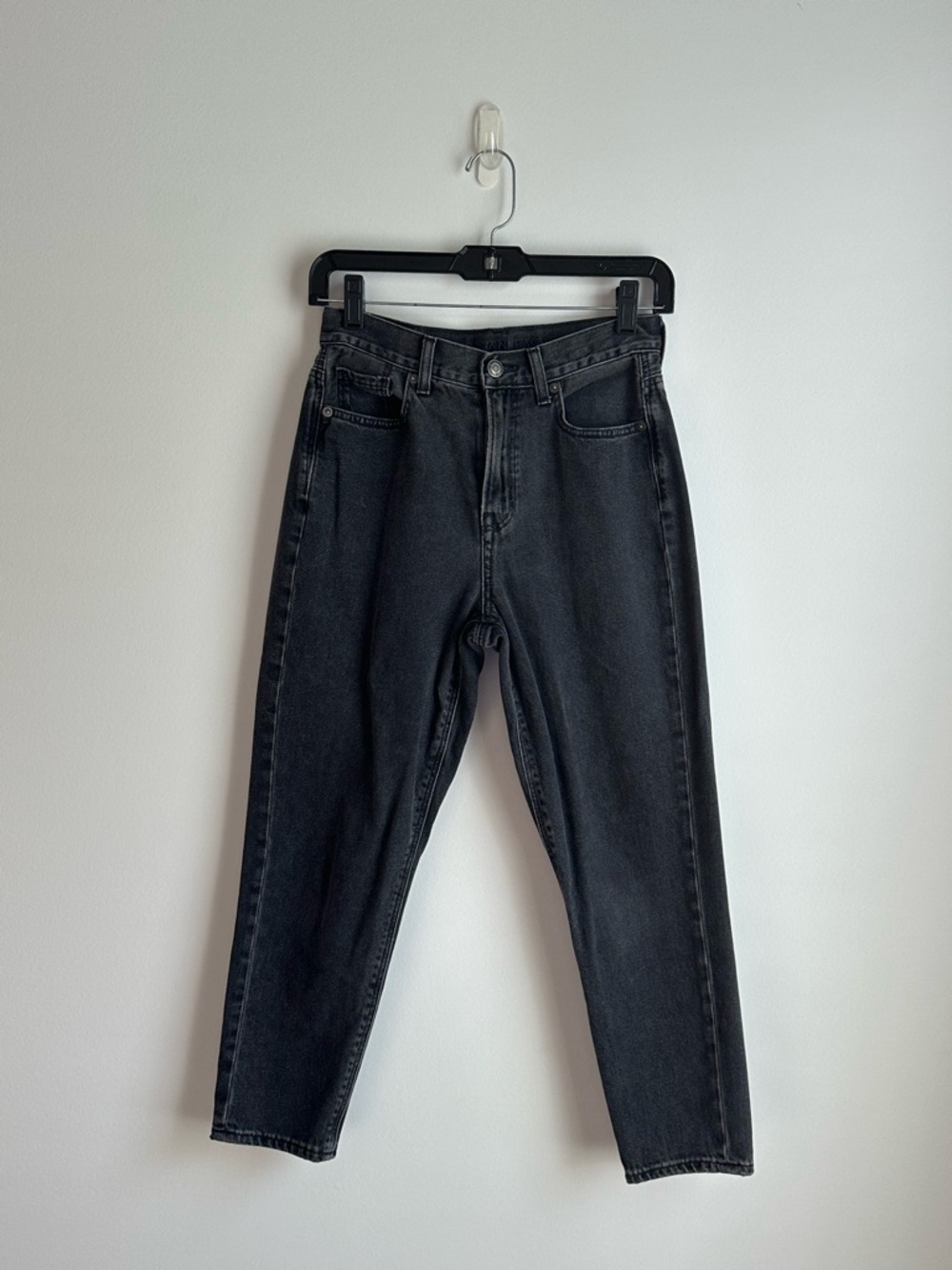 American Eagle High Rise Straight Leg Jeans Washed Black Size 0 X-Short
